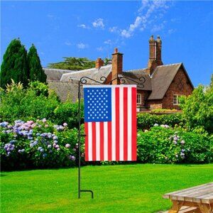 Garden Flag Stand Black Metal Powder-Coated Weather-Proof Paint, 37.9"H x 15.7"W